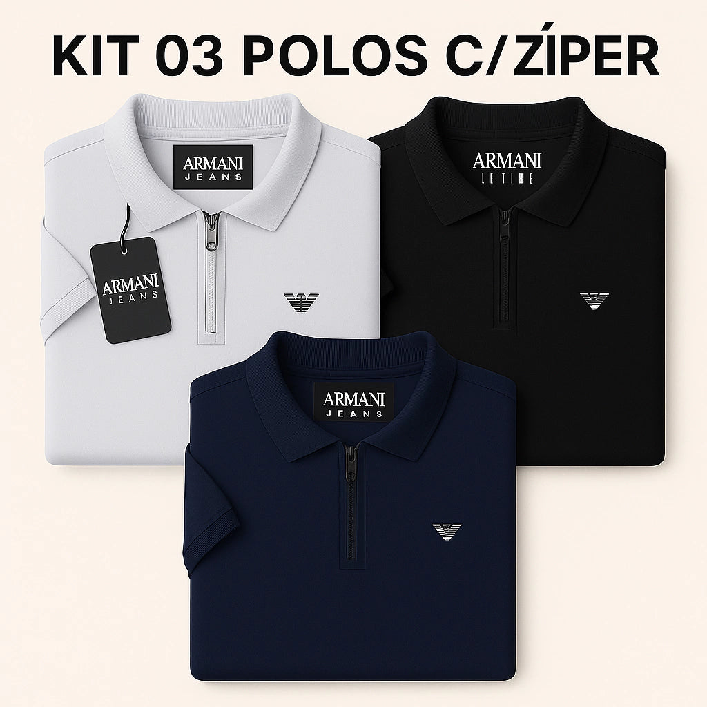 KIT 3 POLOS ZIPER EA7