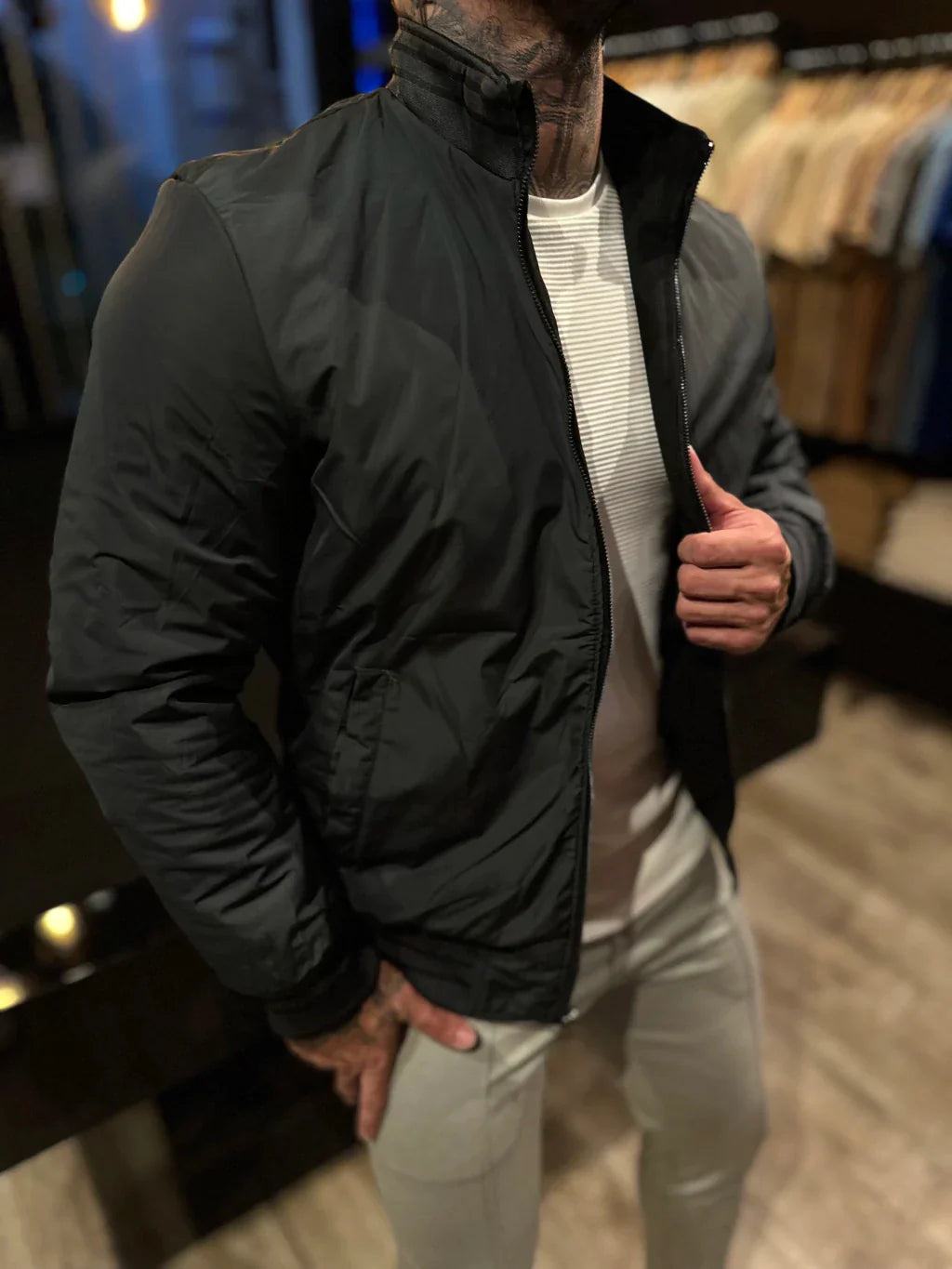 JAQUETA PREMIUM CASUAL REVERSIVEL PRETA/CHUMBO